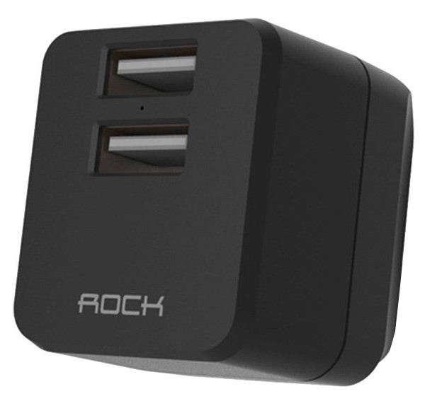  Зарядное устройство ROCK Mini Tank Travel Charger 2.4A 2xUSB RWC0204 Black