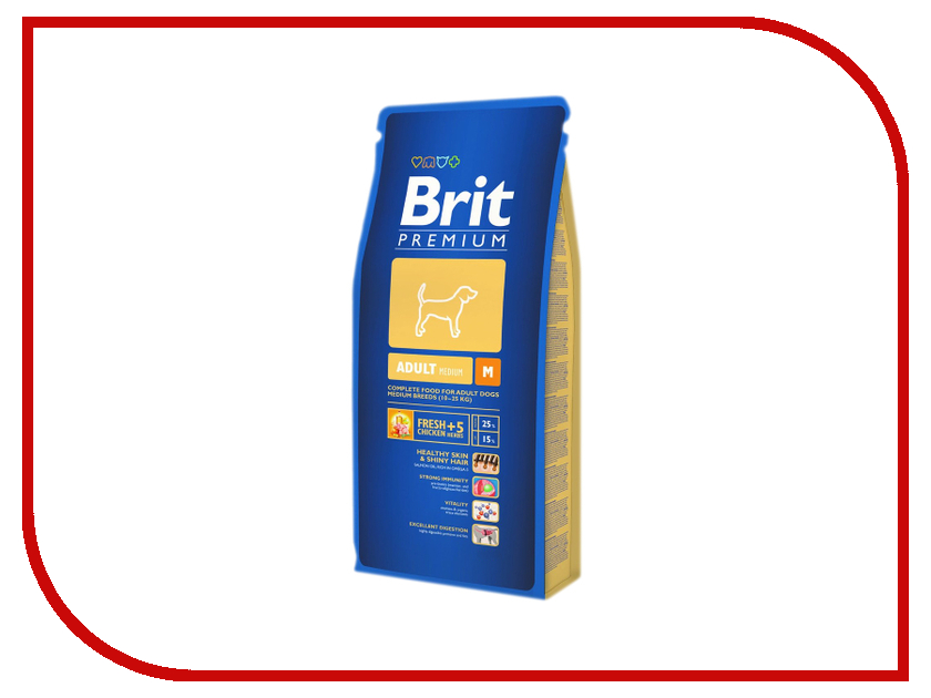 Корм Brit Premium Adult M 15kg для взрослых собак средних пород 9393/132323