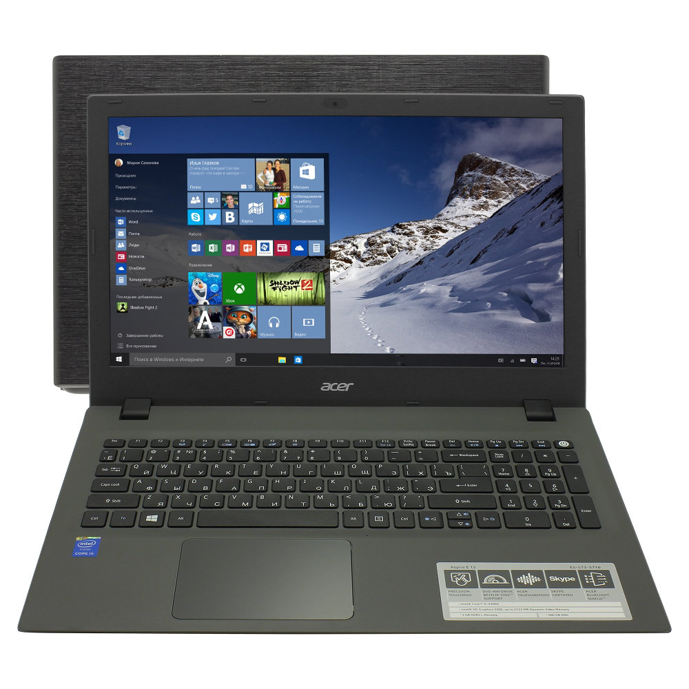 Acer Ноутбук Acer Aspire E5-573-57Y6 NX.MVHER.039 Intel Core i5-5200U 2.2 GHz/4096Mb/500Gb/DVD-RW/Intel HD Graphics/Wi-Fi/Bluetooth/Cam/15.6/1366x768/Windows 8.1 64-bit 322775