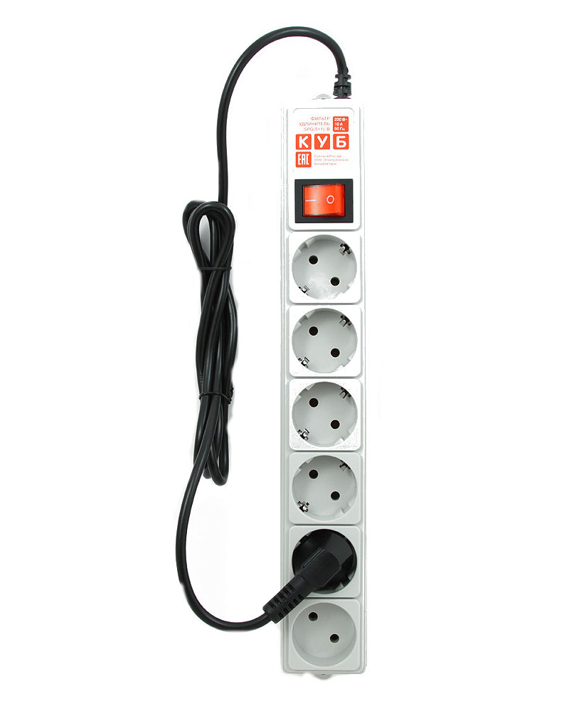 Сетевой фильтр Power Cube 6 Socket 1.9m Gray