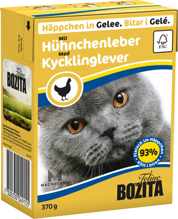  Корм BOZITA Feline Chicken Liver 370g для кошек