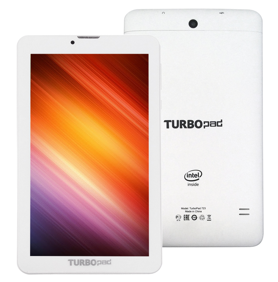 Turbo TurboPad 723 White Intel Atom x3-C3230-RK 1.2 GHz/1024Mb/8Gb/Wi-Fi/3G/Bluetooth/GPS/Cam/7.0/1024x600/Android