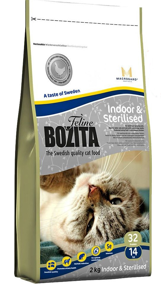  Корм BOZITA Feline Indoor & Sterilised 2kg для кошек