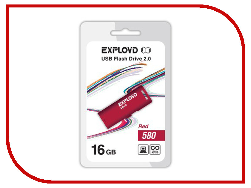 USB Flash Drive 16Gb - Exployd 580 EX-16GB-580-Red