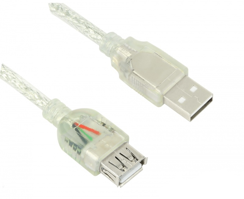  Аксессуар Greenconnect Premium USB 2.0 AM-AF Transparent GCR-UEC2M-BD2S-0.3m