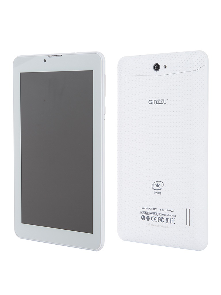 Ginzzu GT-X731 White Intel Atom x3 C3230RK 1.2 GHz/1024Mb/8Gb/GPS/3G/Wi-Fi/Bluetooth/Cam/7.0/1024x600/Android