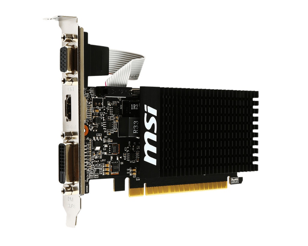 Видеокарта MSI GeForce GT 710 954Mhz PCI-E 2.0 2048Mb 1600Mhz 64 bit DVI HDMI HDCP GT 710 2GD3H LP