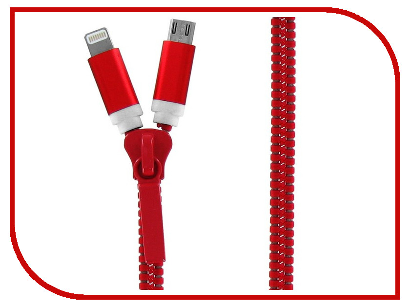 Аксессуар Krutoff USB - MicroUSB + Lightning для iPhone 5/6 Red 14186