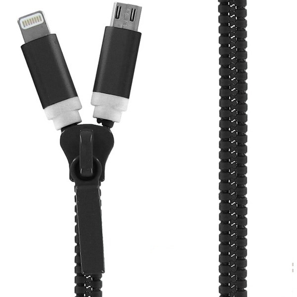  Аксессуар Krutoff USB - MicroUSB + Lightning для iPhone 5/6 Black 14180