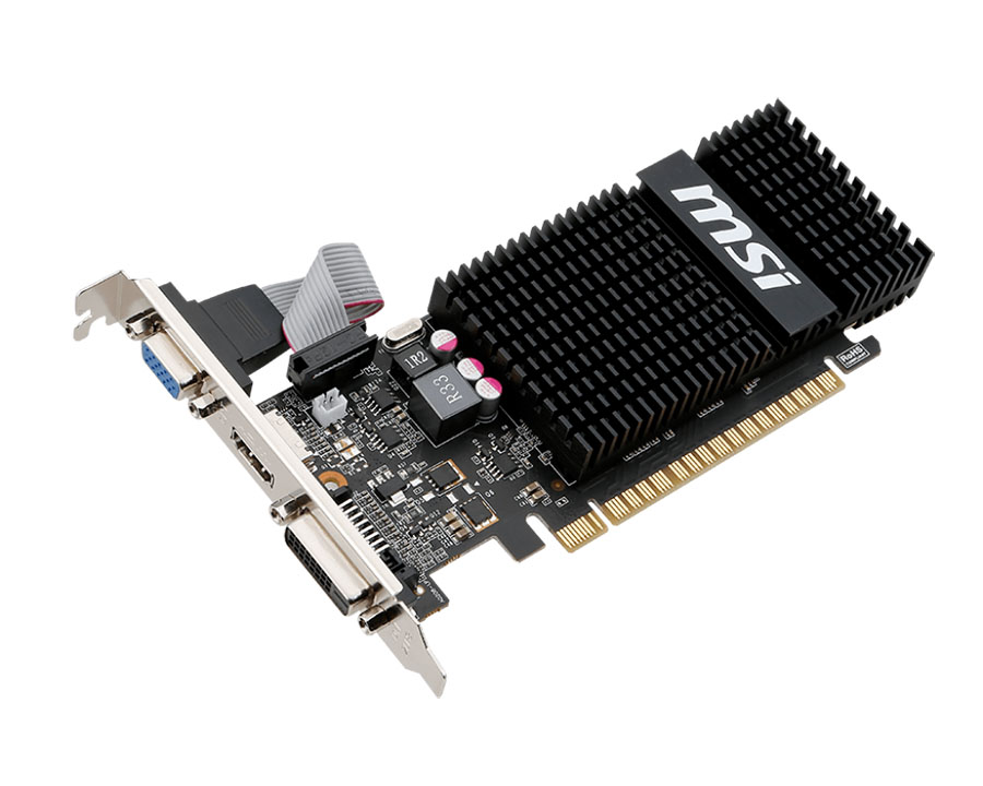 MSI GeForce GT 720 797Mhz PCI-E 2.0 1024Mb 1600Mhz 64 bit DVI HDMI HDCP Silent N720-1GD3HLP