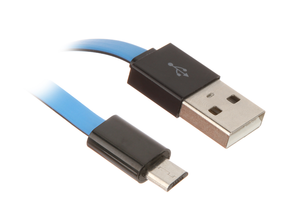 Аксессуар IQ Format microUSB Flat Blue-Black двусторонний