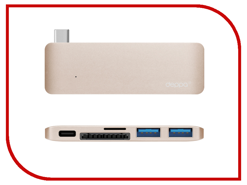  Deppa USB-C 5--1   APPLE MacBook Gold DEP-72219