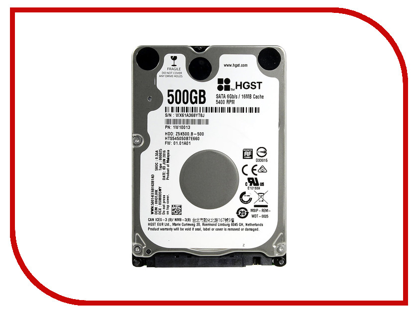 внутренние HDD/SSD Z5K500.B  Жесткий диск 500Gb - HGST / Hitachi Travelstar Z5K500.B HTS545050B7E660 / 1W10013