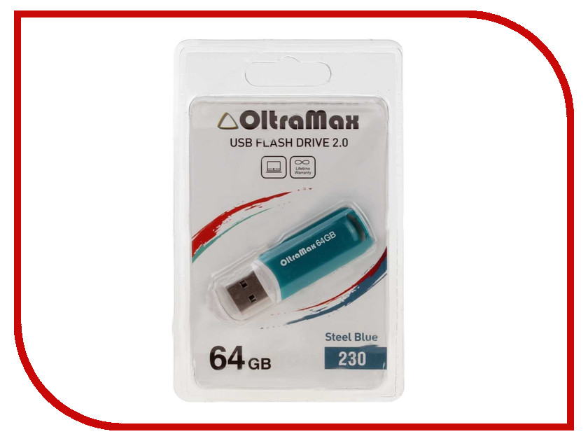 USB Flash Drive 64Gb - OltraMax 230 Steel Blue OM-64GB-230-St Blue