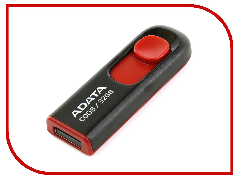 USB Flash Drive (флешка) C008  USB Flash Drive 32Gb - A-Data C008 Classic Black-Red AC008-32G-RKD