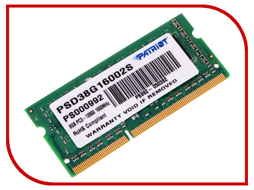   Patriot Memory DDR3 SO-DIMM 1600Mhz PC3-12800 CL11 - 8Gb PSD38G16002S