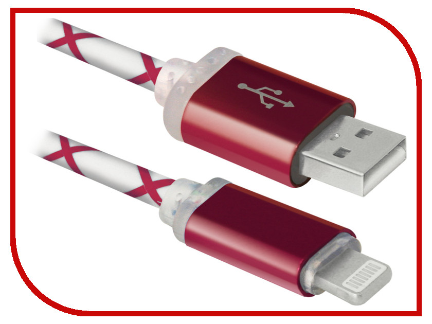  Defender USB AM - Lightning M 1m ACH03-03LT Red 87552