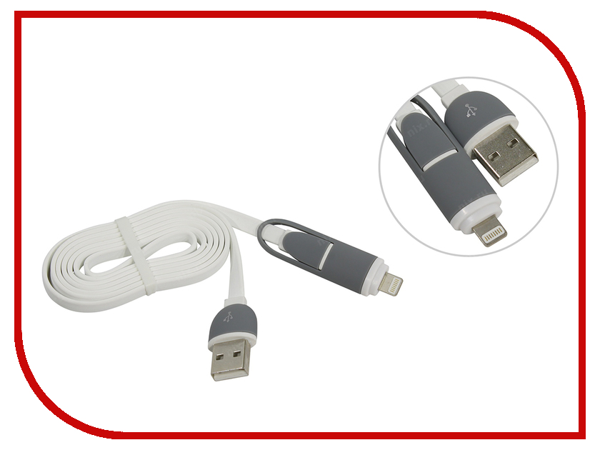  Defender MicroUSB + Lightning 1m USB10-03BP White 87493