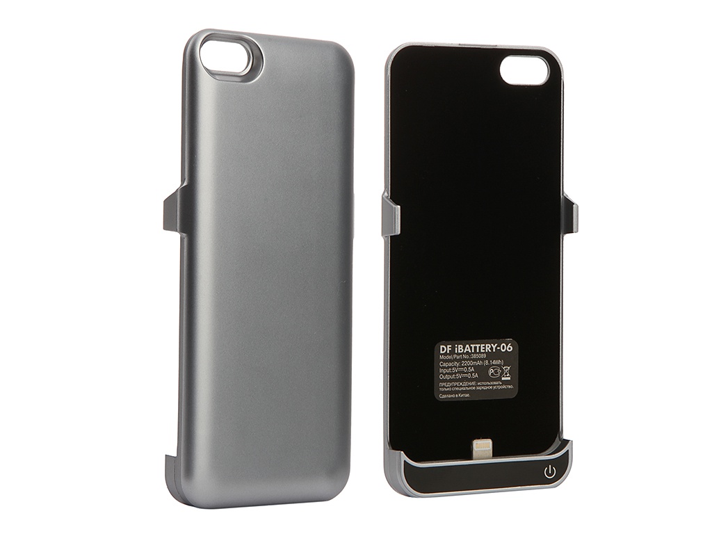 Аксессуар Чехол-аккумулятор DF для APPLE iPhone 5 / 5S / SE 2200 mAh iBattery-06 Space Gray