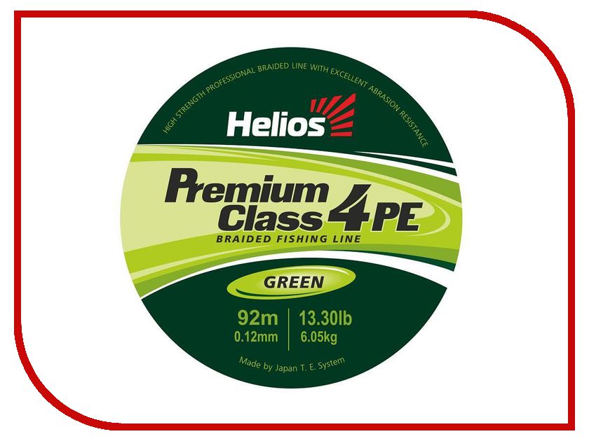   Helios Premium Class 4 PE Braid 0.12mm 92m Green HS-4PFG-12 / 92 G