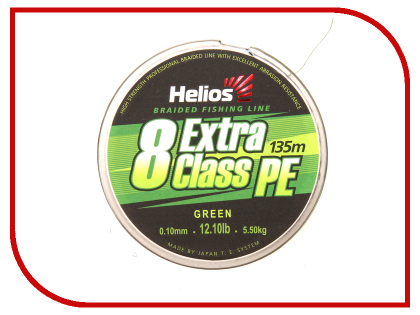   Helios Extra Class 8 PE Braid 0.10mm 135m Green HS-8PEG-10 / 135 G