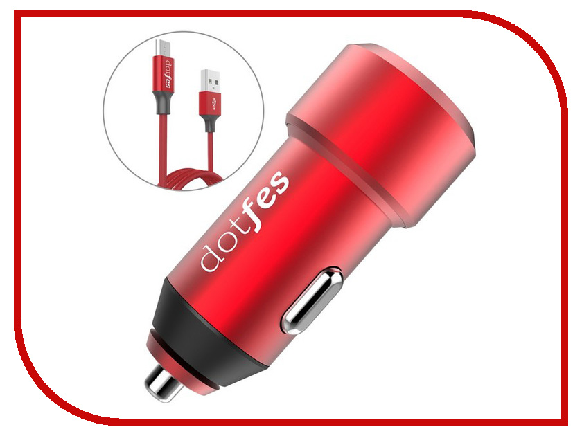   Dotfes B03s 2xUSB 4.8A + Micro USB Red 03171