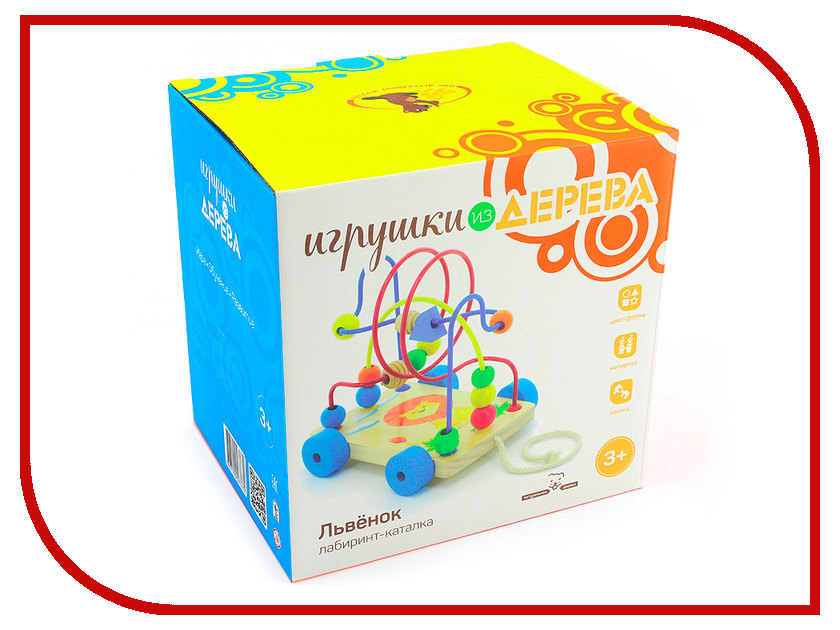 Игрушка Мир деревянных игрушек Лабиринт-каталка Львенок Д011