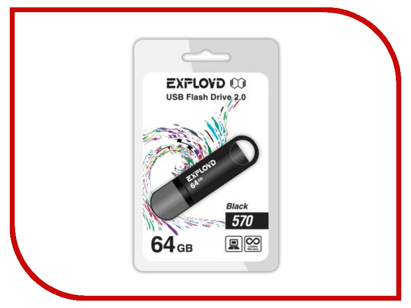 USB Flash Drive 64Gb - Exployd 570 EX-64GB-570-Black