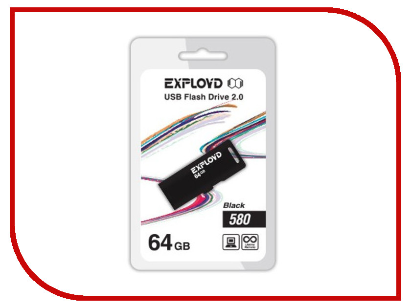 USB Flash Drive 64Gb - Exployd 580 EX-64GB-580-Black