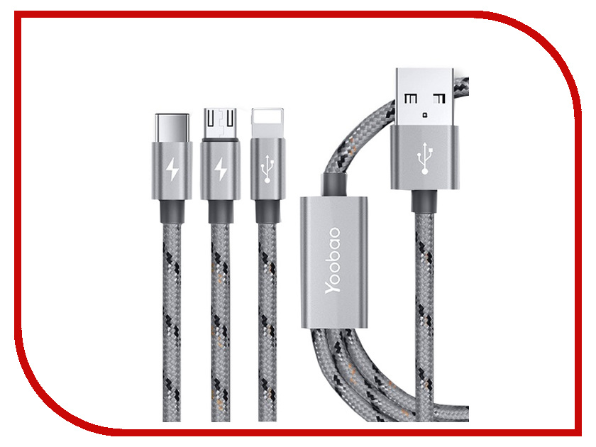  Yoobao USB - Type-C / microUSB / Lightning YB-453 Grey