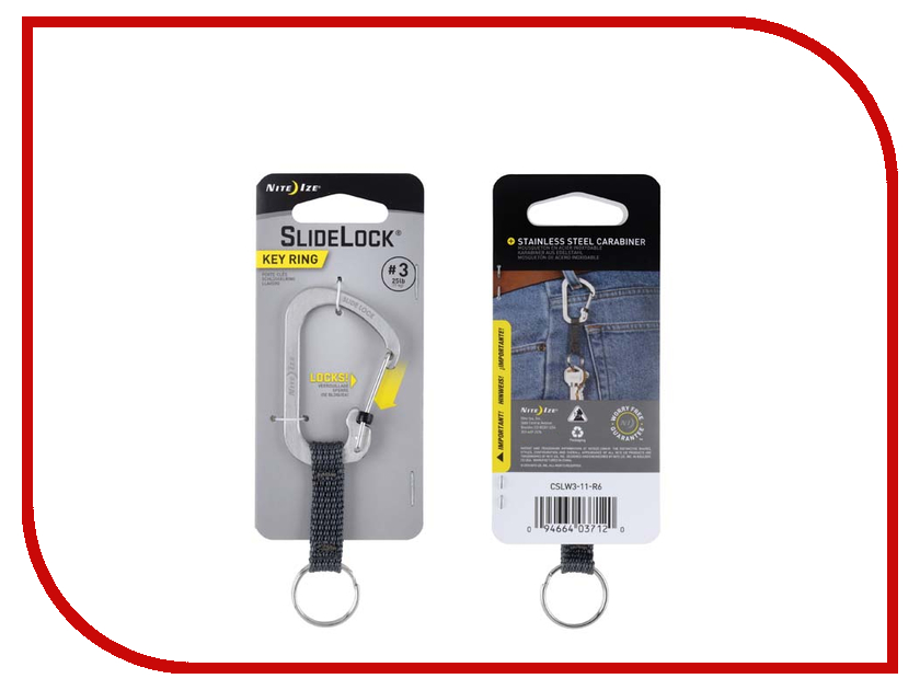  Nite Ize SlideLock Key Ring Steel CSLW3-11-R6