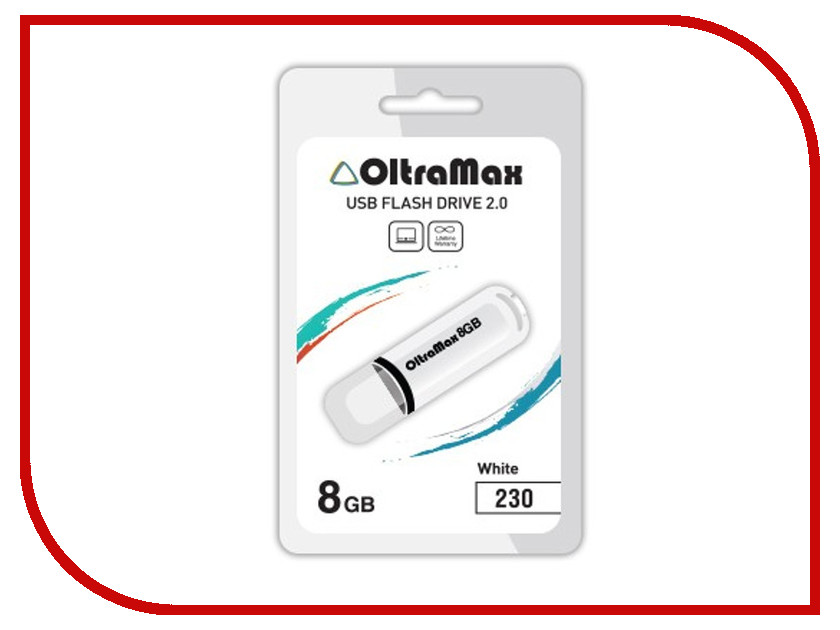 USB Flash Drive 8Gb - OltraMax 230 OM-8GB-230-White
