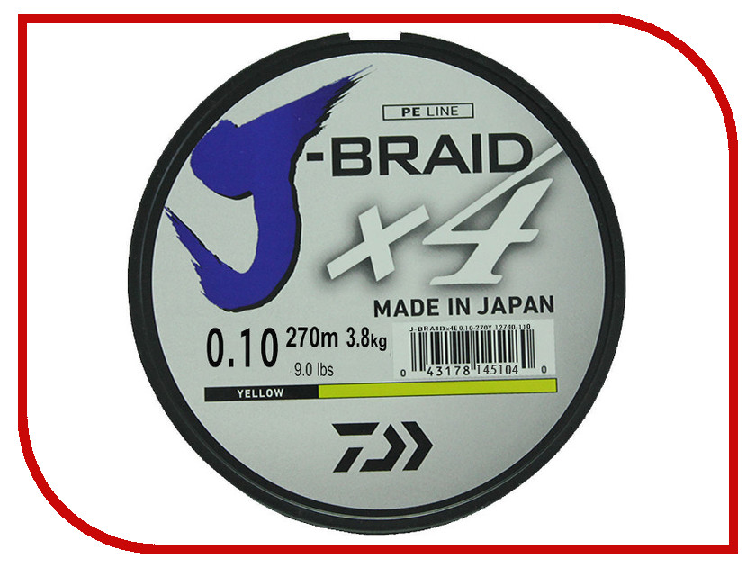   Daiwa J-Braid X4 0.10mm 270m Yellow 12740-110RU