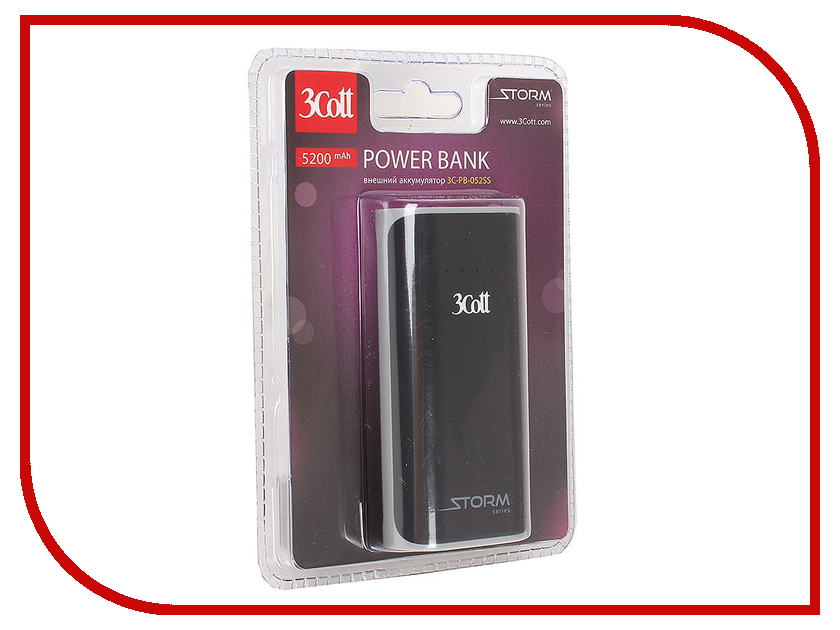 Аккумулятор 3Cott Storm Series 5200mAh Black-Grey 3C-PB-052SS