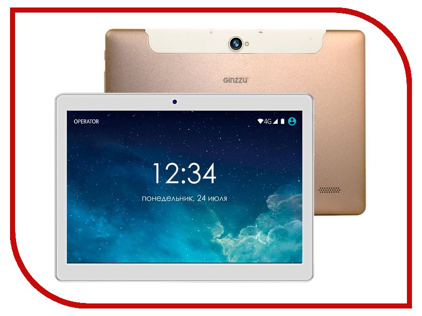Планшет Ginzzu GT-1040 Gold (Spreadtrum SC9832 1.3 GHz/1024Mb/16Gb/GPS/LTE/Wi-Fi/Bluetooth/Cam/10.1/1280x800/Android)
