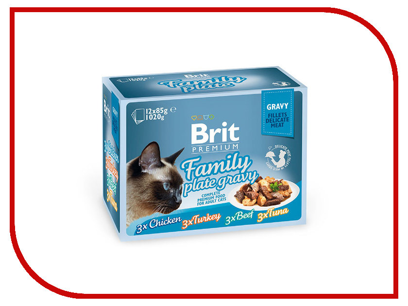 фото Корм Brit Premium Family Plate Gravy Семейная тарелка 85g для кошек 519422