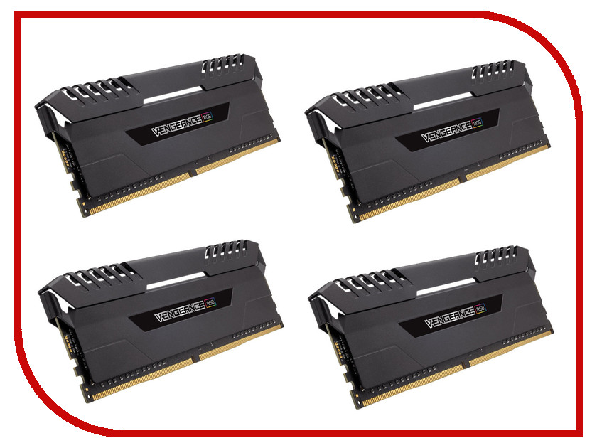   Corsair Vengeance RGB DDR4 DIMM 2666MHz PC4-21300 CL16 - 32Gb KIT (4x8Gb) CMR32GX4M4A2666C16