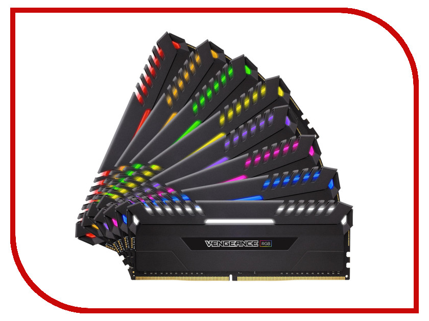   Corsair Vengeance RGB DDR4 DIMM 2666MHz PC4-21300 CL16 - 64Gb KIT (8x8Gb) CMR64GX4M8A2666C16