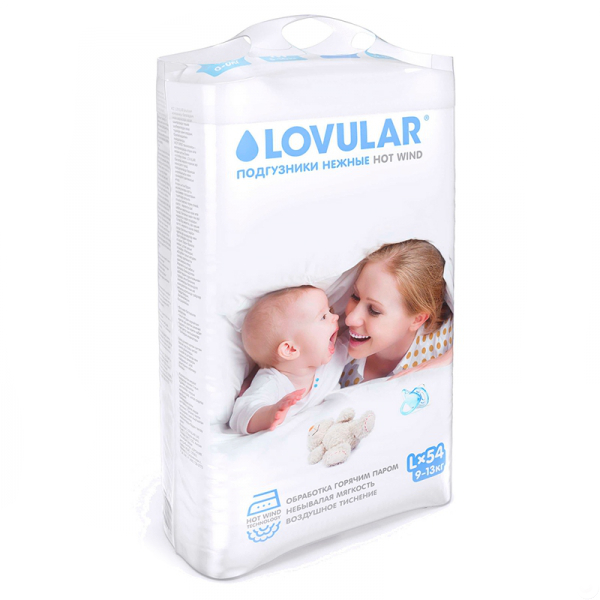 Подгузники LOVULAR Hot Wind L 9-13кг 54шт 429011