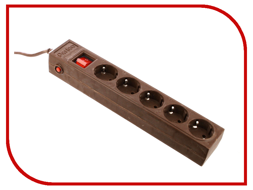 Сетевой фильтр Perfeo 5 Sockets 1.8m Brown PF-SP-5 / 1.8-BR