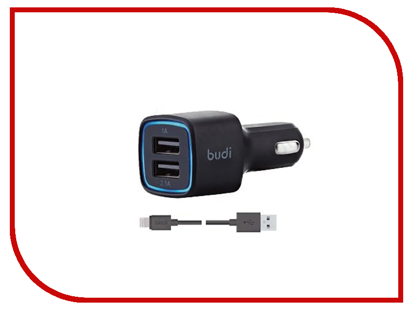 фото Зарядное устройство Budi M8J065 3.1A + Lightning cable Black