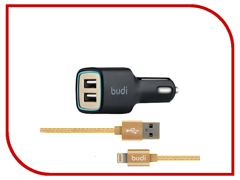 фото Зарядное устройство Budi M8J065S 3.1A + Lightning cable Gold