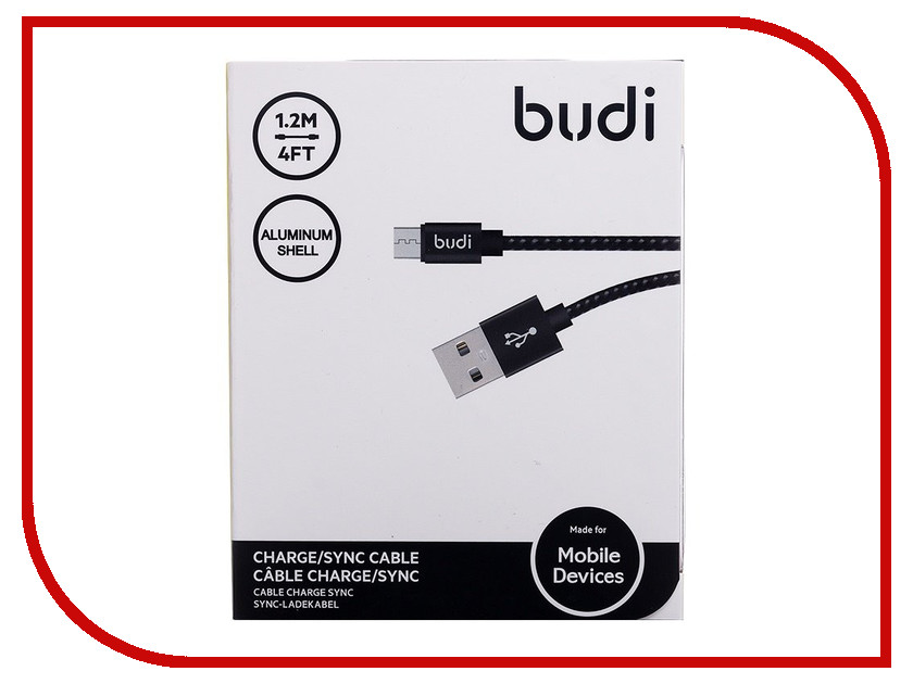  Budi USB - MicroUSB M8J144M 1.2m Black