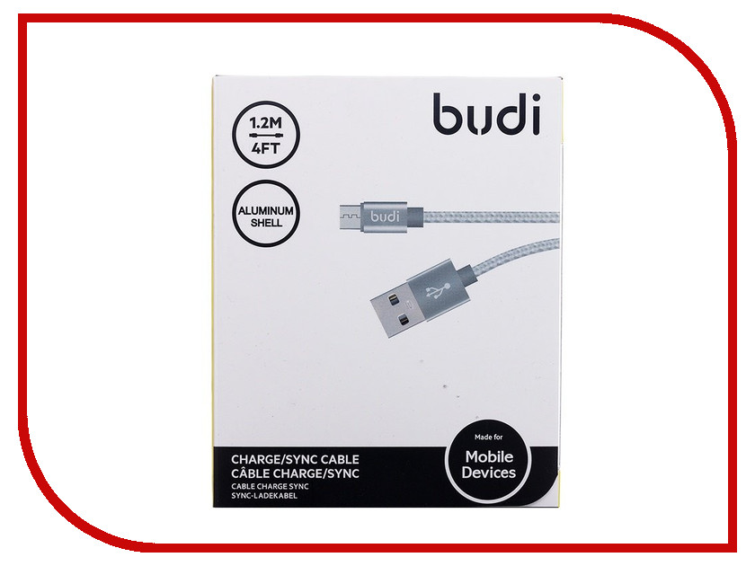  Budi USB - MicroUSB M8J144M 1.2m Silver