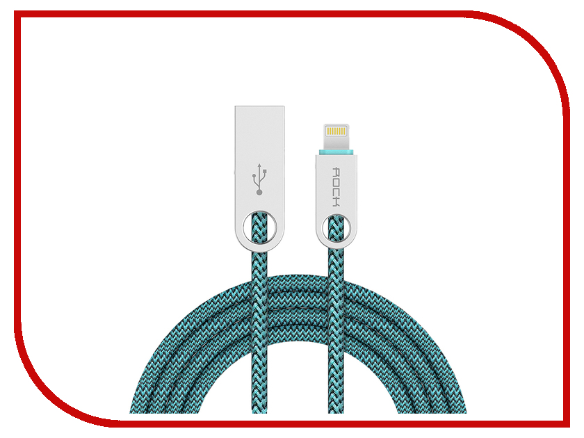  Rock USB to Lightning Cobblestone Charge & Sync Round Cable Peacock Blue RCB0431