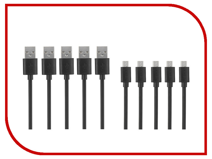  Aukey 5-Pack USB - MicroUSB Black CB-D5