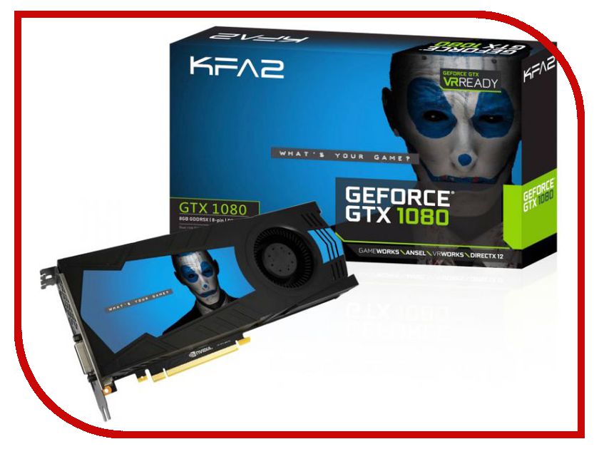  KFA2 GeForce GTX 1080 1607Mhz PCI-E 3.0 8192Mb 10000Mhz 256 bit DVI HDMI HDCP White 80NSJ6DHK5VK 7122885