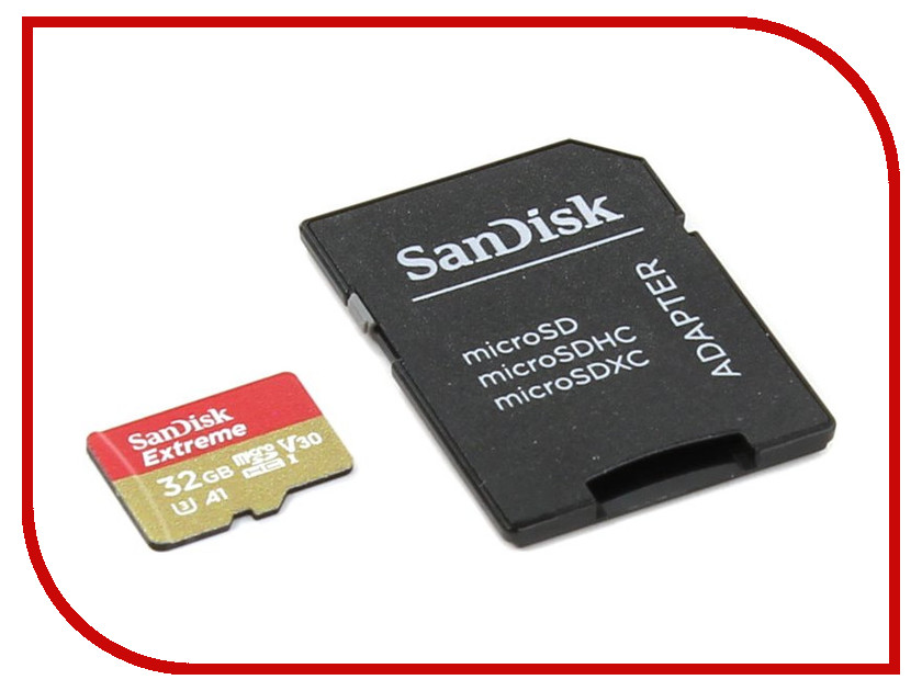   32Gb - SanDisk Extreme Action microSDXC V30 A1 UHS-I U3 SDSQXAF-032G-GN6AA    SD
