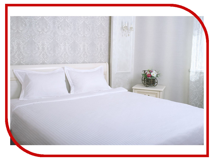 фото Постельное белье Этель Basic Комплект Евро Snow Страйп-Сатин 1551489