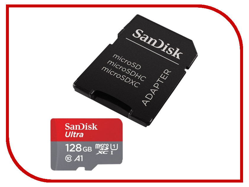 Карта памяти 128gb microsdxc class10 sandisk sdsquns 128g gn6ta ultra 80 adapter